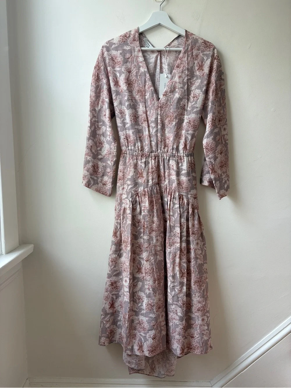 NWT Vince Floral V-Neck Midi Dress - Picture 14 of 14